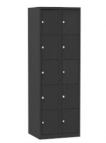 Dark Line lockerkast met 10 deuren in 2 kolommen, 180 x 60 x 50 cm