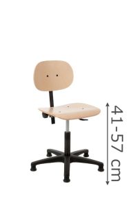 Werkstoel H160 met houten zitting en rug