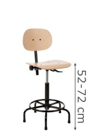 Werkstoel H200 met houten zitting en rug