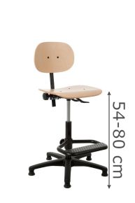Werkstoel H267 met houten zitting en rug